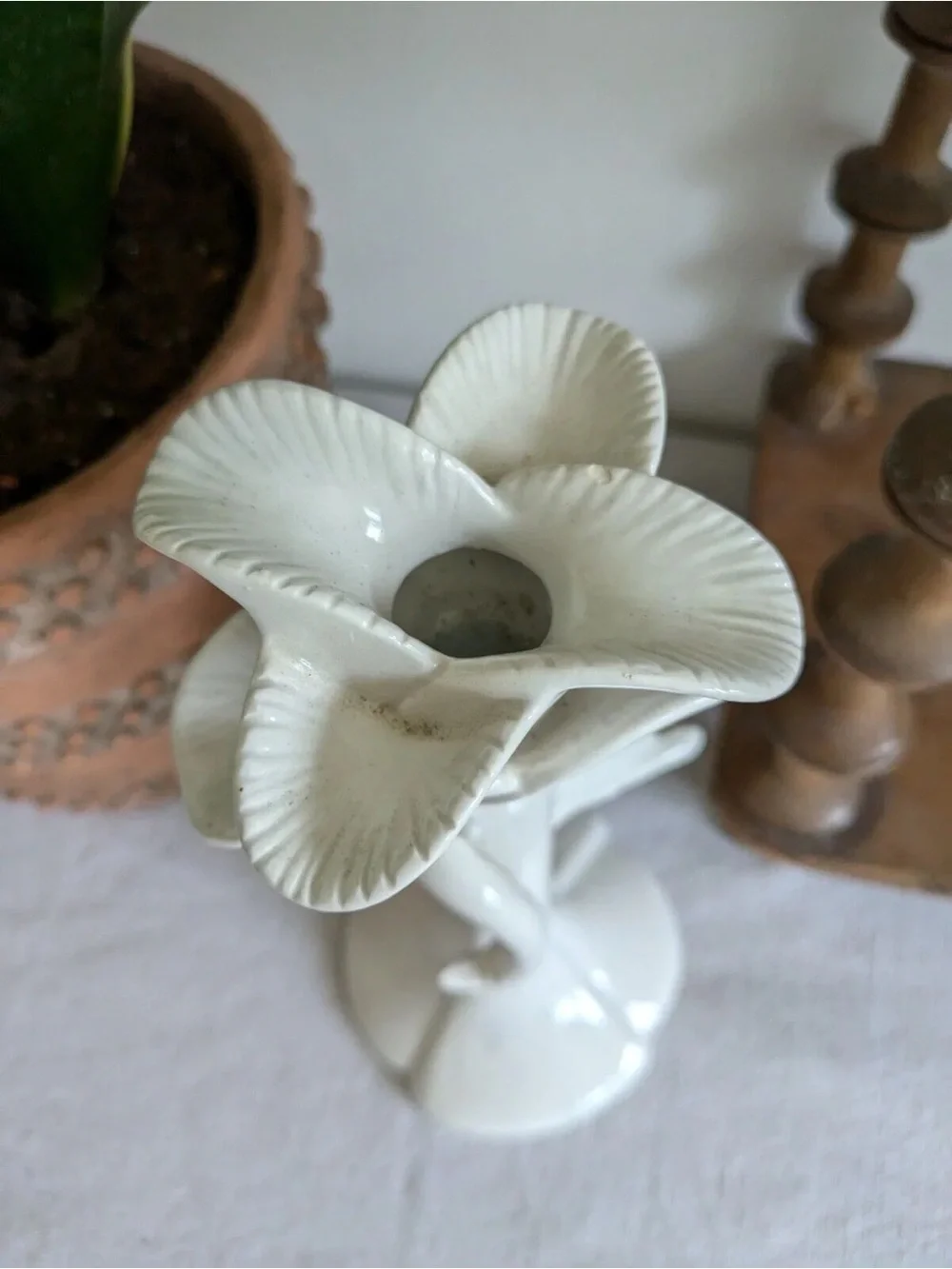 RARE Retro 1980's FITZ & FLOYD JAPAN Flamingo PORCELAIN Candle Holder White - Picture 4 of 7